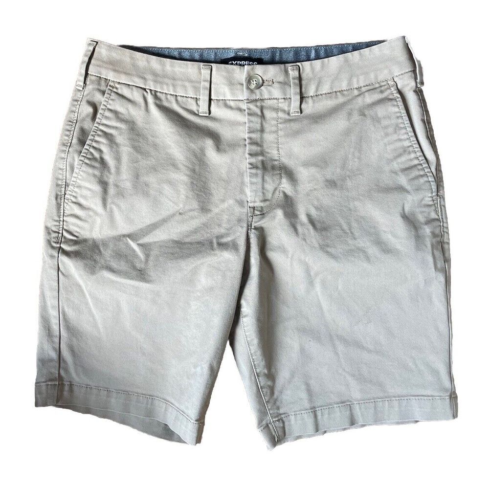 Mens Express Khaki Shorts Size 30 Slim Chino Style